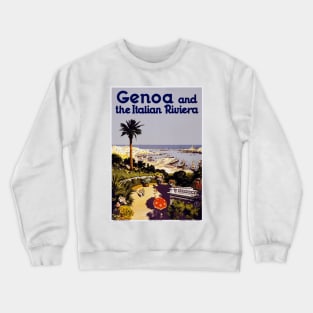 Genor and the Italian Riviera - Vintage Travel Poster Design Crewneck Sweatshirt